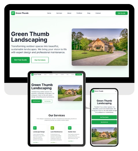 Responsive Design Showcase - Green Thumb Landscaping Website